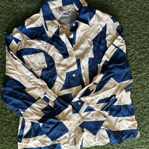 H&M Navy and Cream Striped Shirt